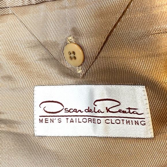 Vintage Oscar de la Renta Wool Brown Houndstooth 48L Classic Sport Coat Blazer - Picture 4 of 8